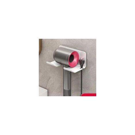 Support Sèche-Cheveux Mural Sans Perçage, Porte-Sèche-Cheveux et Lisseur Universel, Fixation Adhésive Solide pour Salle de Bain, Blanc (1/4)