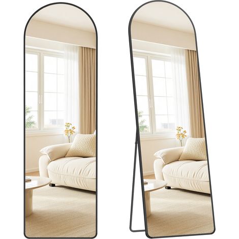 Miroir Intégral Arqué sur Pied, 160 x 50 cm, Verre Trempé (1/5)