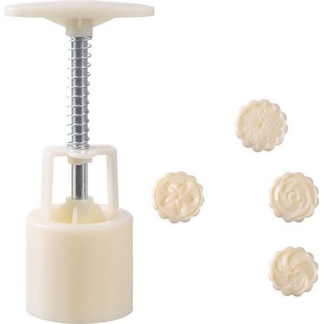 Maancakevorm - Molde Para Pasteles Chinos - 4 Diseños De Estampado - Plástico Resistente - Ideal Para Galletas Y Pasteles - 1 Unidad (1/5)