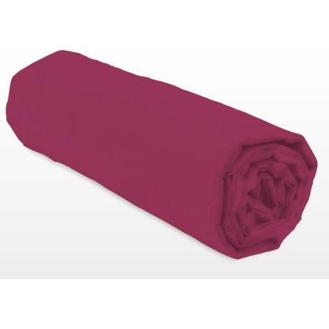 Drap-housse - LOVELY HOME - LH71617 - 90x190+25 cm - Fuchsia (1/2)