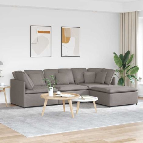 Modulares Sofa mit Fußhocker Kissen Stoff Taupe vidaXL (1/5)