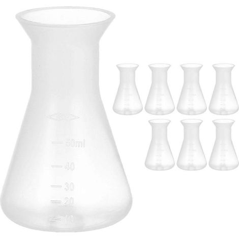 Lot de 8 flacons Erlenmeyer pour expériences scientifiques, flacons coniques, flacons de laboratoire (50 ml)-8.00X5.00X5.00CM