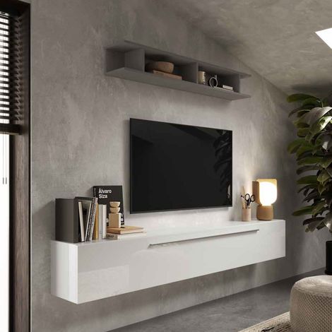 Mobile ingresso sospeso L 210x180x35 comp 48 ardesia-bianco - Infinity (1/2)