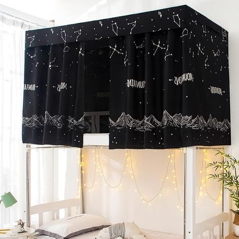 Rideau pour Lit Superposés Rideau Ombrage Occultant Mezzanine Dortoir Tente de Lit Couvre-Lits Baldaquin Moustiques Cabane Ciel de Lits Tentation Couchette Étudiants Collèges Draperies (1/2)