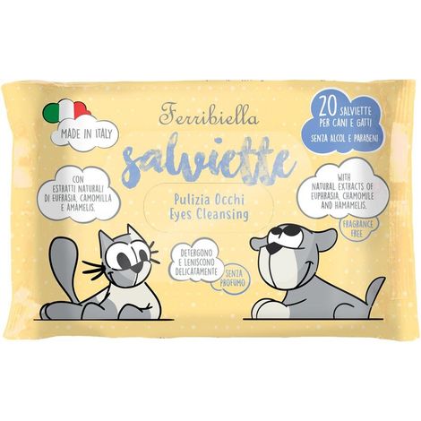 Salviette pulizia occhi con estratti naturali di camomilla per cani e gatti: 1 pezzo