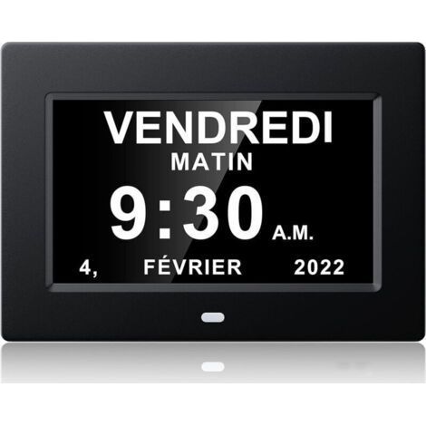Pr Horloge calendrier numérique One Piece 7 pouces avec date et heure, horloge Alzheimer pour parents, machine de rappel de médicaments-noir-20414324mm (1/4)
