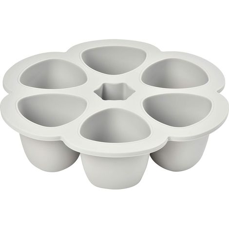 Contenitori multiporzione in silicone di alta qualità, resistenti al calore estremo, adatti al forno e al microonde, 6 scomparti indipendenti, coperchio ermetico, Made in Italy, 6 x 150 ml, grigio