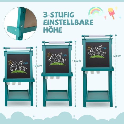 GOPLUS Kinderstaffelei – Zweiseitiges Whiteboard Und Kreidetafel, Magnetisch, Höhenverstellbar, Mit Zubehör, Für Zwei Kinder