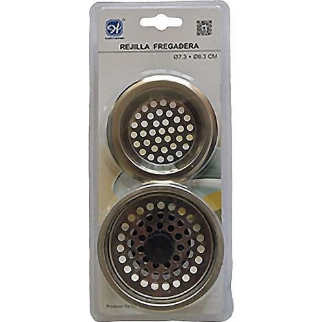 HAPPY rejilla fregadero  7,3&438,3 cm blister 2 , Rejilla y tapón rejilla para desague de fregaderos de 7,3 y 8,3cmInoxidableBlister de 2 unidades.