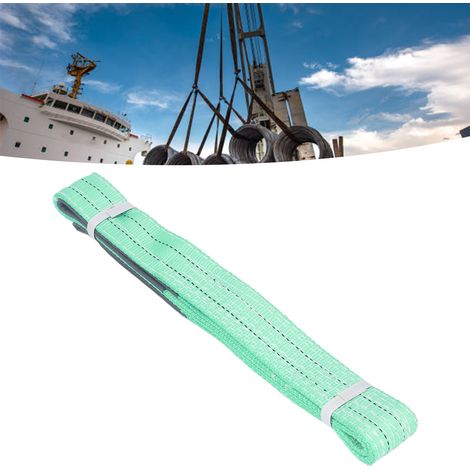 Élingue de levage plate en polyester à double boucle verte 2T 2M pour grues industrielles (1/5)