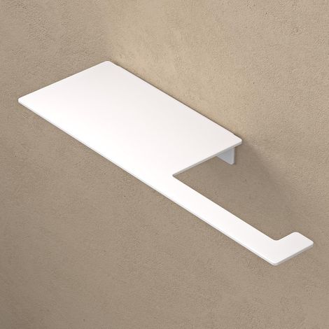 doporro Portarotoli da Parete con Ripiano, Acciaio Inox 304, Senza Forare o con Viti, Design Moderno Bianco Opaco Lino-01 (1/5)