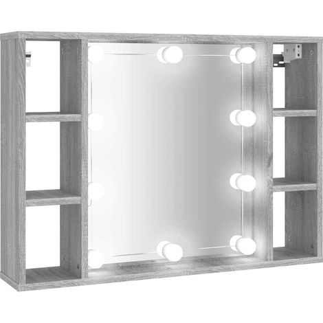 vidaXL Mueble con espejo y LED color gris Sonoma 76x15x55 cm (1/2)