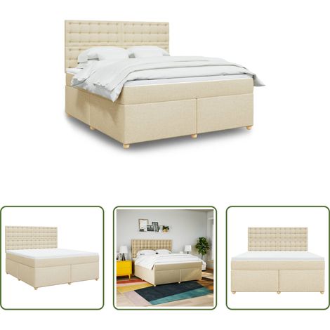 Matratze - Boxspringbett mit Matratze Creme 180x200 cm Stoff (1/5)