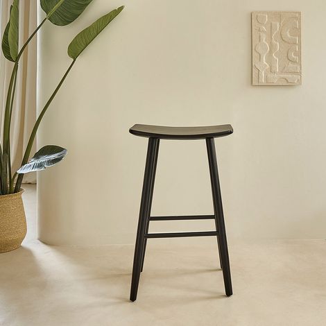 Tabouret en teck massif noir 75 cm (1/5)