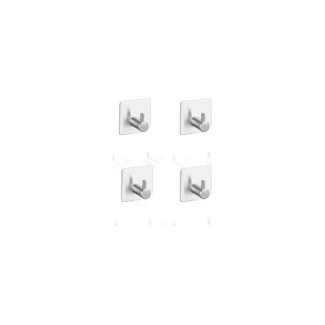 Lot de 4 crochets muraux adhésifs en acier inoxydable 304, patères sans perçage pour cuisine salle de bain porte (1/5)