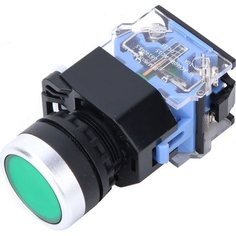 10 interrupteurs à bouton-poussoir plats BEM38-11 à réarmement automatique, 1 position ouverte, 1 position fermée, 22 mm (vert) (1/5)
