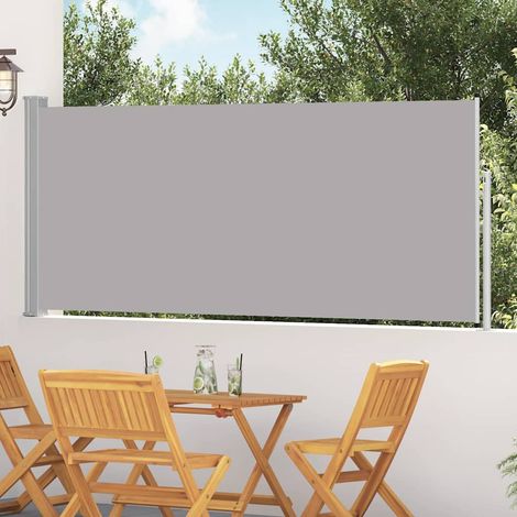 Auvent latéral rétractable brise-vue extérieur jardin terrasse acier polyester gris 120 x 300 cm - PANGIVO (1/5)