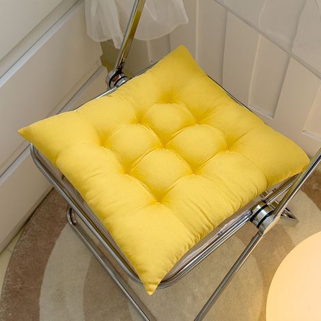 6 Coussins de Chaises Carrés 40x40 Coussins de Siège Décoration Maison Coussin Mat Matelassée,Confortable et coloré - Idéal pour intérieur et extérieur (Jaune) (1/4)