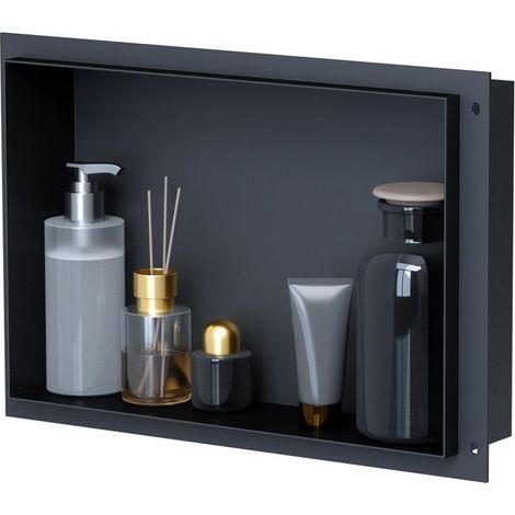 VILSTEIN Duschnische 30x45 cm Unterputz Wandnische Schwarz Randloses Duschregal mit Ablage (1/5)