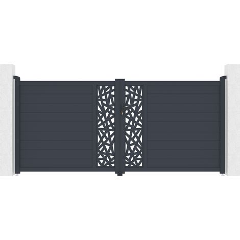 Schwingtor 3,5 m RUIVO H.160cm graues Aluminium
