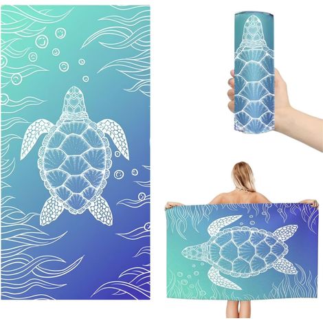 Beach towel 90 x 180 cm, made of microfiber, absorbent and quick-drying, soft and lightweight, ideal for the beach and swimming (1/5)
