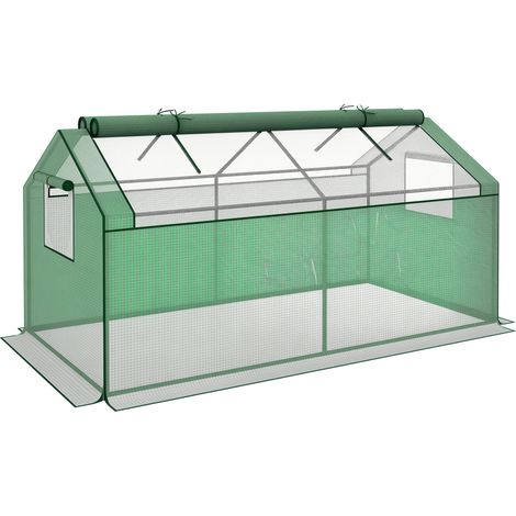 Outsunny Foliegewächshaus mit Fenster Treibhaus mit UV-Schutz Tomatenhaus Frühbeet für Garten, Balkon, 180 x 92 x 92 cm Grün (1/5)