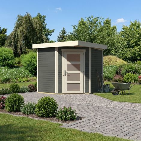 Abri Jardin Bois 4,62m² Schwandorf 3 Gris Terre Toit Plat Karibu (1/5)