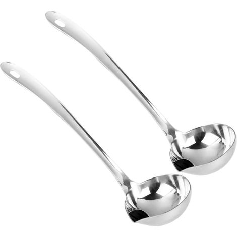 Lot de 2 Louches Inox - Séparateur de Graisse - Bec Verseur - Acier Inoxydable - Cuisine Maison et Restaurant - 26,5 cm (1/5)