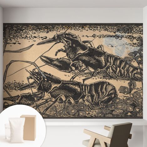 Papier peint intissé à motifs décoratifs pour salon chambre et bureau Décoration murale élégante avec colle Écrevisses 152x104 cm (1/5)