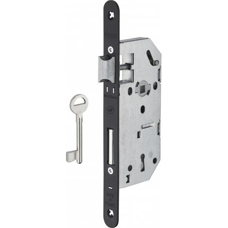 Thirard – Serrure monopoint encastrée à clé pour porte de chambre – Entraxe 45mm – Têtière à bouts ronds – Gâche plate en acier – 2 clés fournies (1/4)
