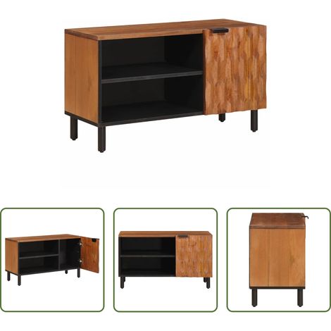 vidaXL Design minimaliste - Meuble TV avec stockage Finition Acacia Brun 80 x 33 x 46 cm (1/5)
