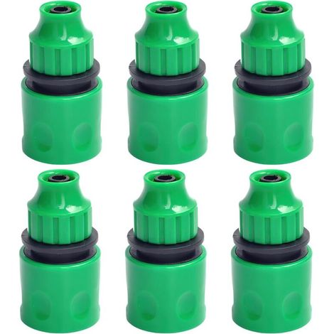 Set di 6 connettori in plastica per tubo di irrigazione - Adattatore per tubo da giardino - Accessorio per micro tubo da 8/12 mm - Sistema di irrigazione da giardino (verde)