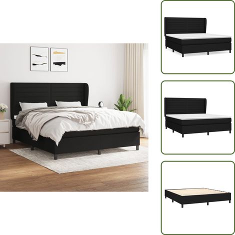 Boxspringbett mit Matratze Schwarz 160x200 cm Stoff - Boxspringbett - Doppelbett - Schlafsystem - Bettrahmen - Matratze (1/5)