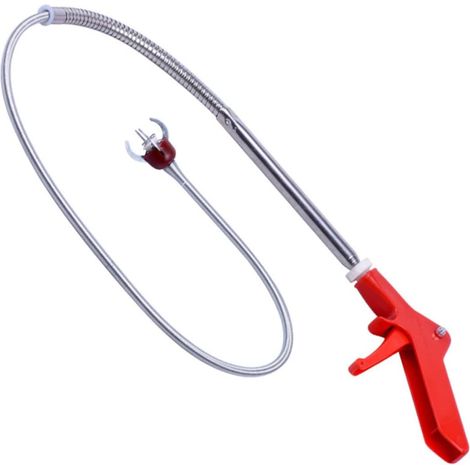 Tarière de Toilette 51 Pouces, Outil de Saisie à Quatre Griffes Acier Inoxydable Abs, pour Cheveux et Feuilles, Tubages et Salles de Bain (1/5)