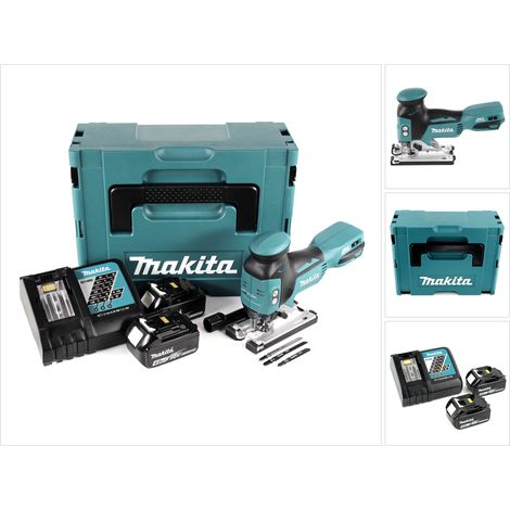Makita DJV 181 RMJ Seghetto alternativo a batteria 18 V Brushless + 2 batterie da 4,0 Ah + caricabatterie + Makpac