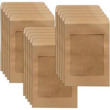 CCYKXAA (Braun) Packung mit 15 A4-Fensterumschlägen, Geschäftsumschlägen, Vintage-Umschlägen mit transparentem Fenster, für (1/4)