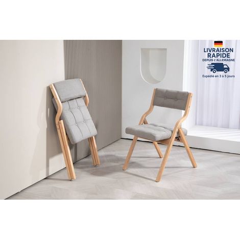 Conjunto de 2 sillas - Escandinavas - Patas de madera - Gris + madera natural (1/5)