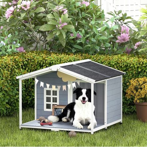 Caseta para perro exterior de madera 103x107x83,5 cm OKMYHOME (1/4)