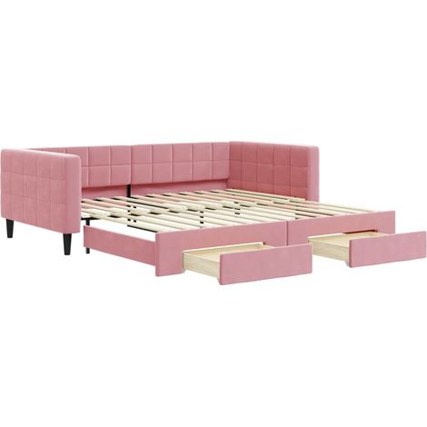 Maison Exclusive - Divano Letto Estraibile con Cassetti Rosa 100x200 cm Velluto (1/5)