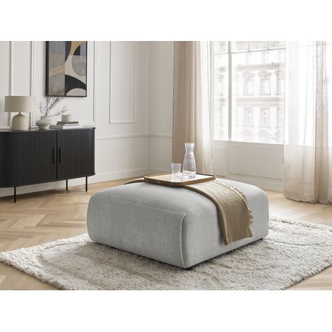 BOBOCHIC - Pouf grand JANA tissu velours   Gris clair