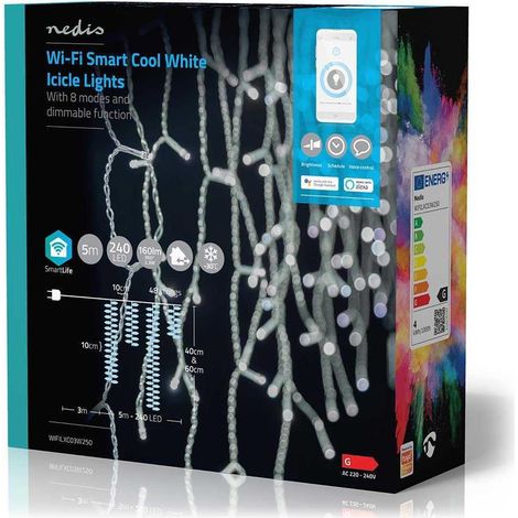 Smartlife julbelysning istapp wifi kall vit 240 led 500 metros androidios