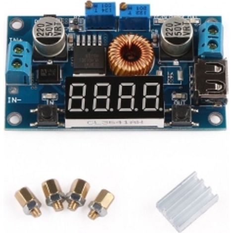 Convertidor DC-DC, Alimentador Regulable (5A -1.25V-32V) con voltimetro, amperimetro (1/5)