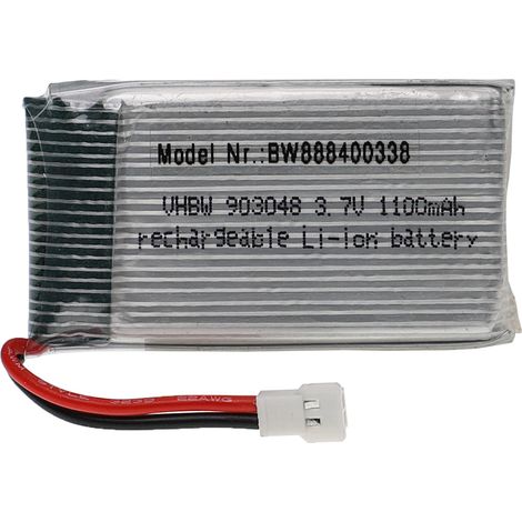 vhbw batteria con XH 2.54 2P per modellismo per es. macchine da corsa, elicotteri, aerei (1100mAh, 3,7V, Li-Poly, 53 x 30 x 10 mm) (1/3)