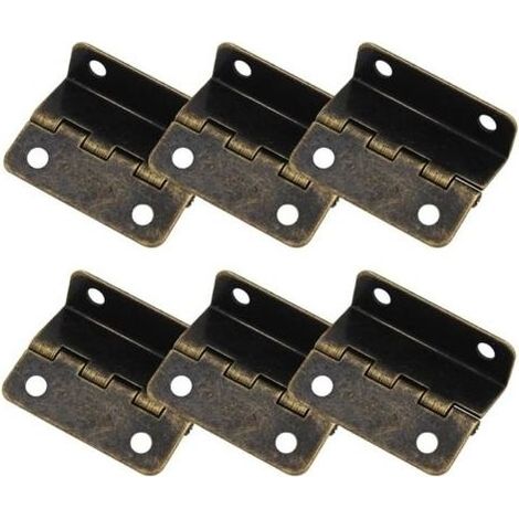 [Bronze]Lot de 6 Charnières Demi Surface à Trois Volets Semi Dissimulées Décalées pour Porte, Coffre, Armoire, Matériel de Meubles (1/5)