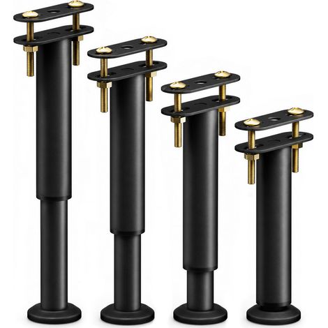 VOUNOT® 4 Pack Adjustable Metal Bed Legs, 25-43 cm Height, Black (1/5)