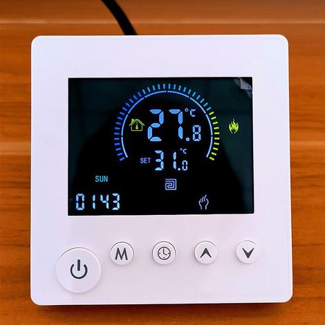 Thermostat plancher chauffant WiFi Tuya K1MH16A, écran LCD tactile, programmation 7 jours, contrôle vocal Alexa/Google