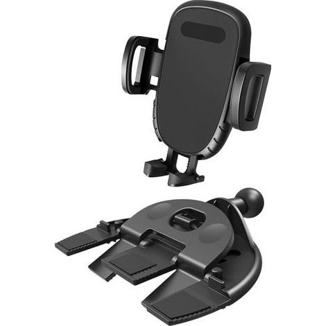 Supporto per telefono da autoradio con lettore CD, supporto universale con morsetto regolabile, rotazione a 360° (nero) (1/5)