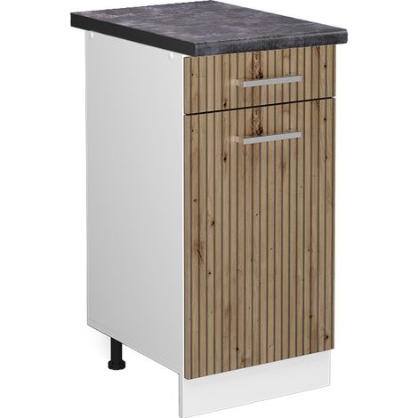 Mueble bajo de cocina R-Line, Roble artesanal, 40 cm , ET Antracita, Vicco