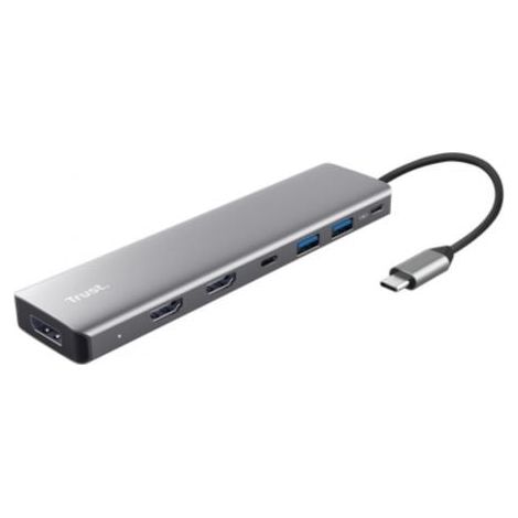 Docking USB Tipo-C Trust Dalyx/ 2xUSB/ 2xHDMI/ 1xDisplayPort/ 1xUSB Tipo-C PD/ Gris
