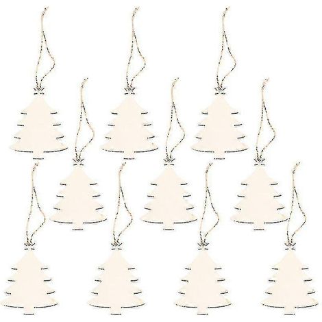 Lot de 10 plaques décoratives en bois à suspendre au sapin de Noël